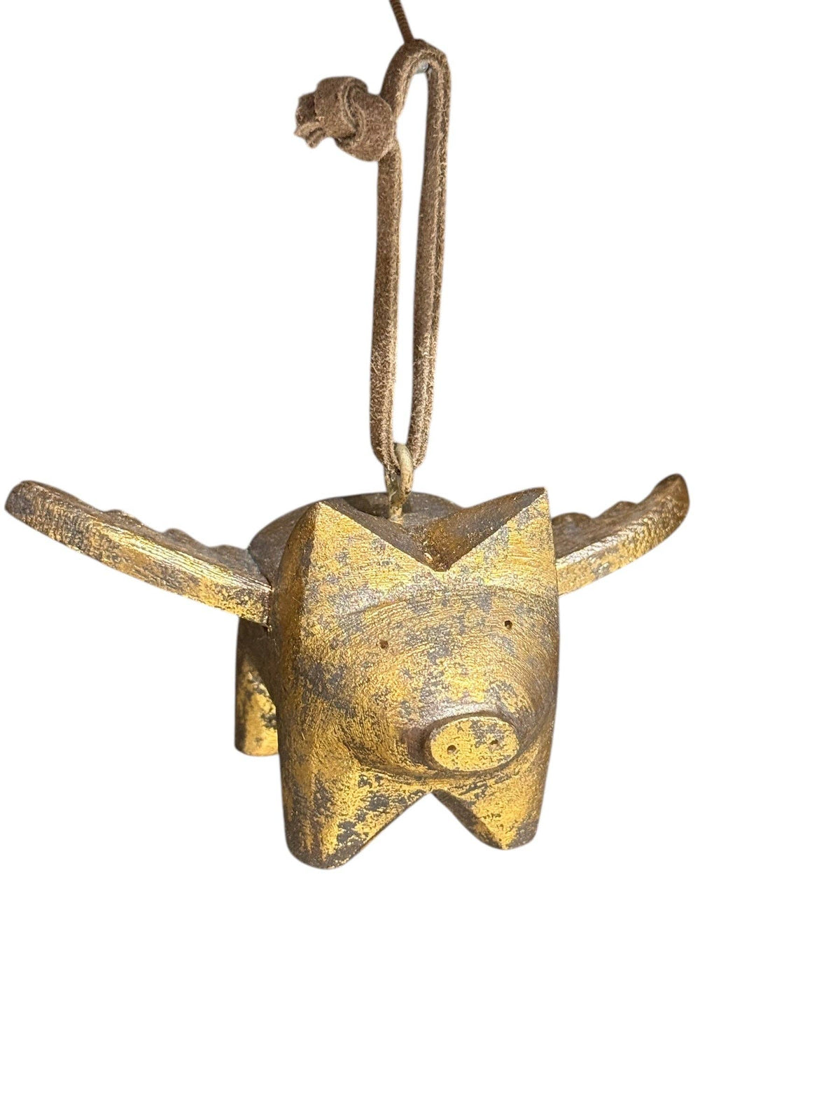 Hand-carved Flying Pig Ornament