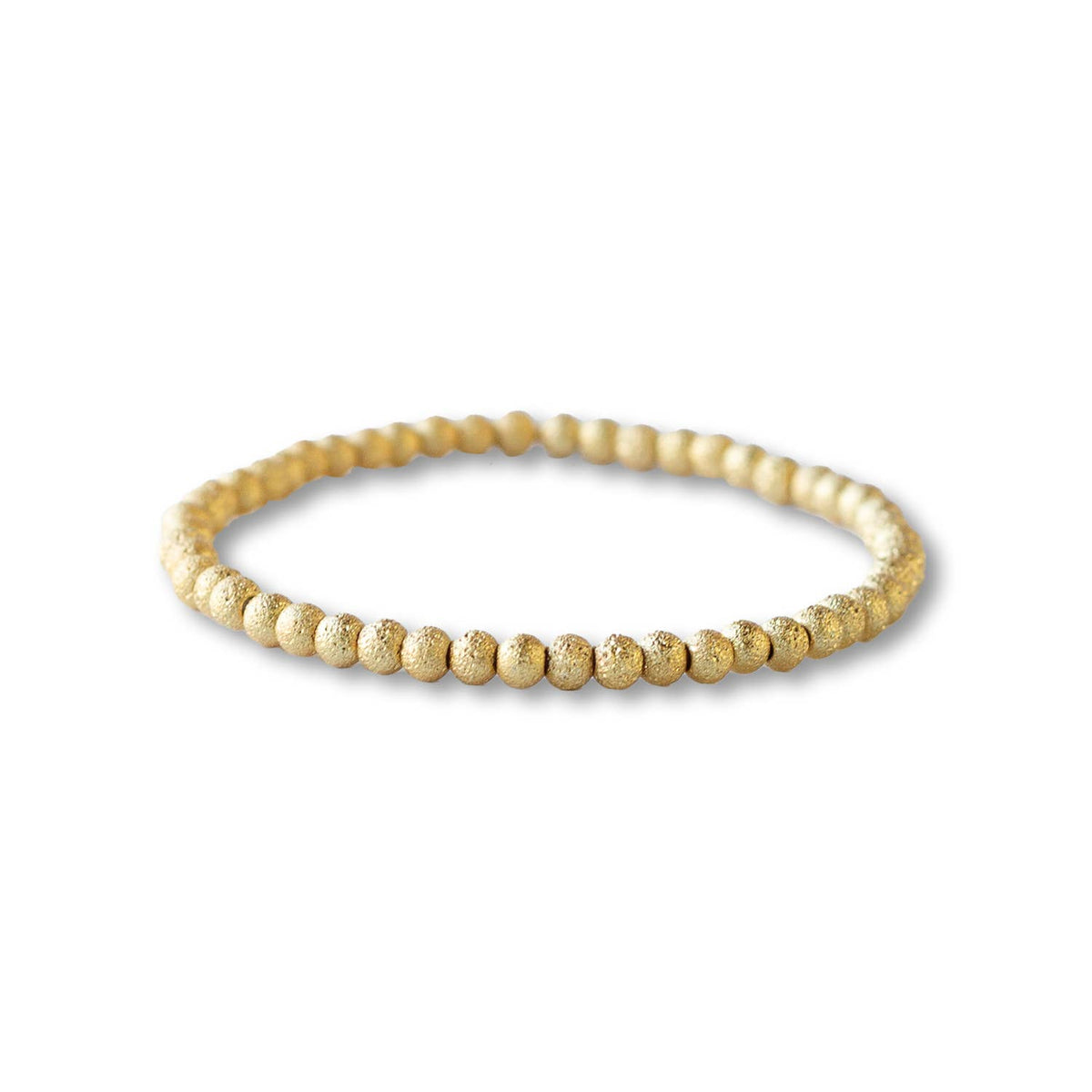 Gold Beaded Bracelets-4mm, Textured, Stretch, Long Wear
