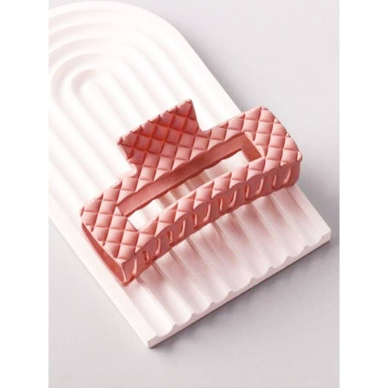 Matte Embossed Cut Out Rectangle Hair Clips