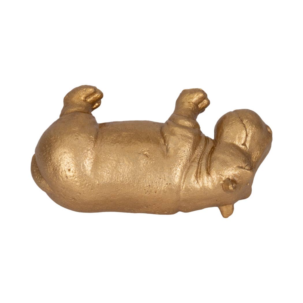 Decorative Figurine - Gold Ceramic Hungry Hippo, 8 in.