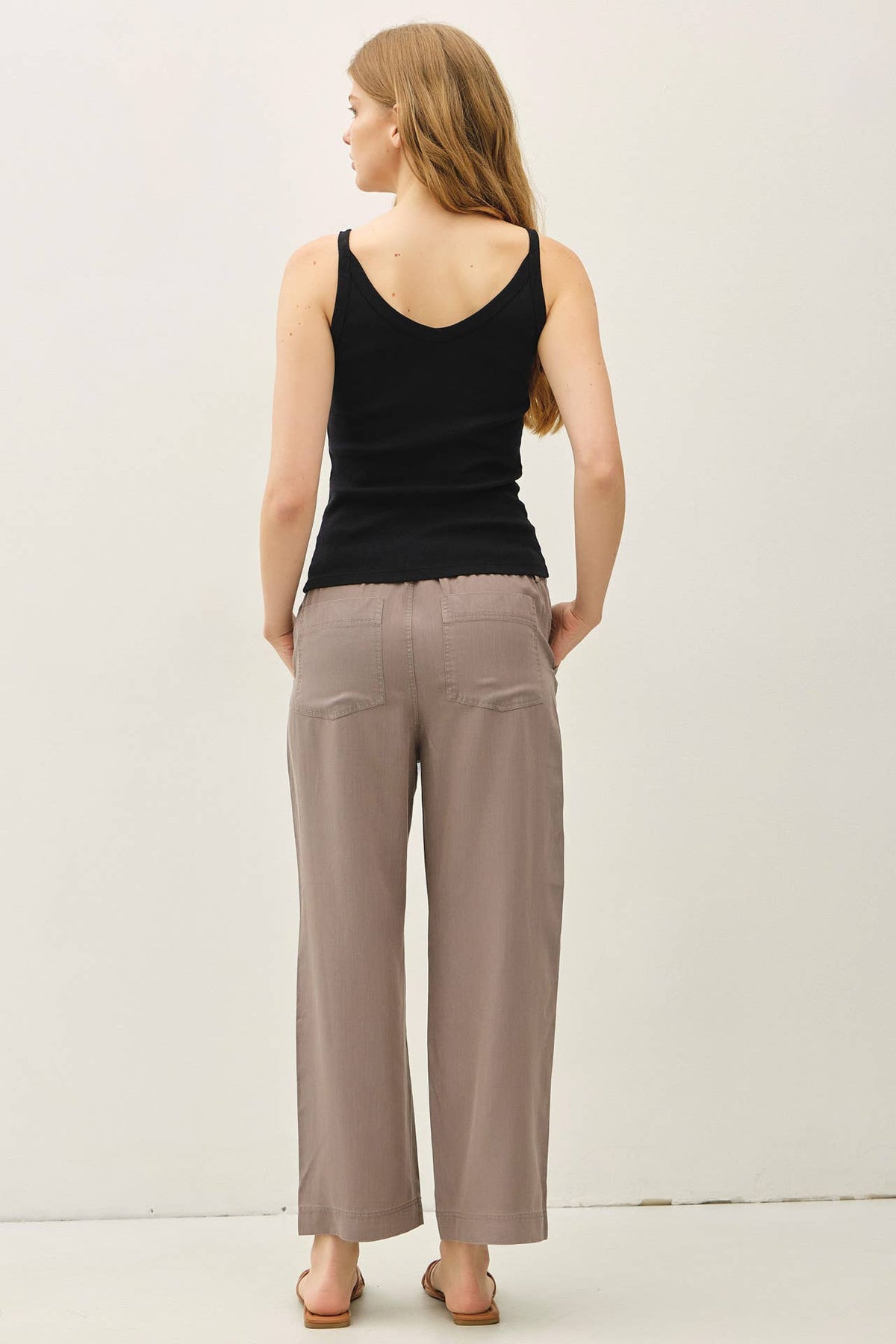 WIDE LEG TENCEL PANT W/ DRAWSTRING ELASTIC WAIST