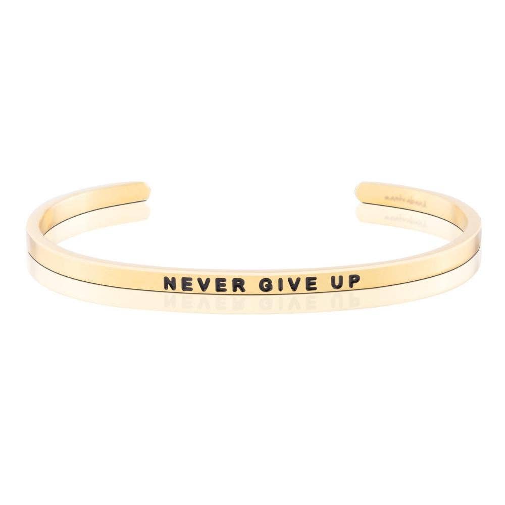 Never Give Up - inspirational mantraband® cuff bracelet