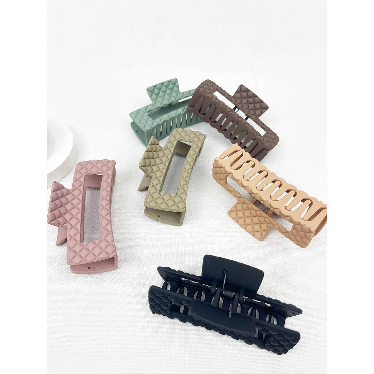 Matte Embossed Cut Out Rectangle Hair Clips
