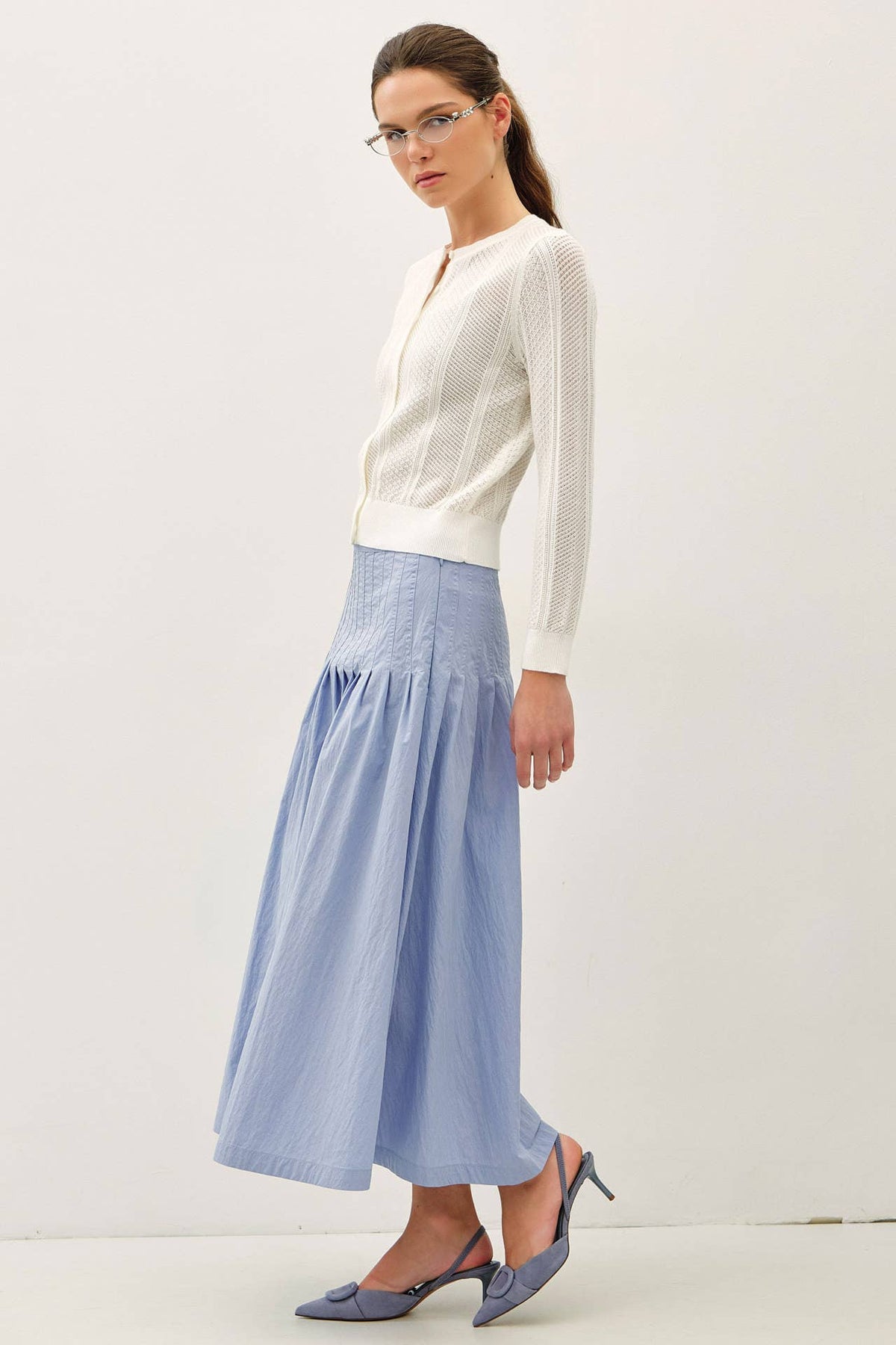 CRISP PLEATED MIDI SKIRT