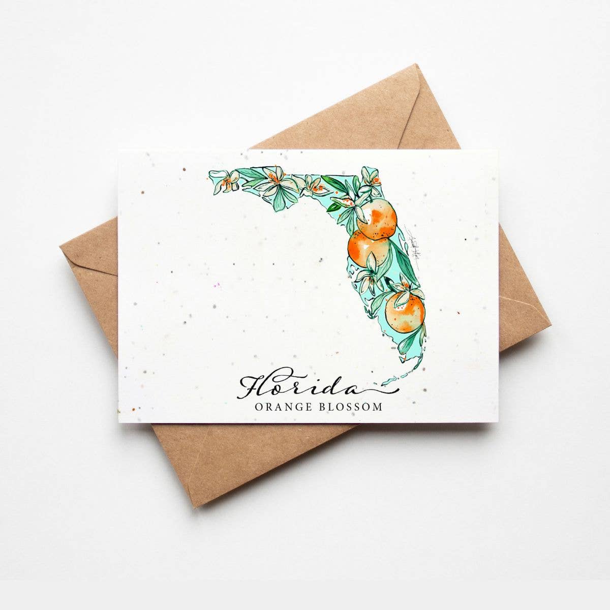 Florida Orange Blossom State Flower Design Plantable Card