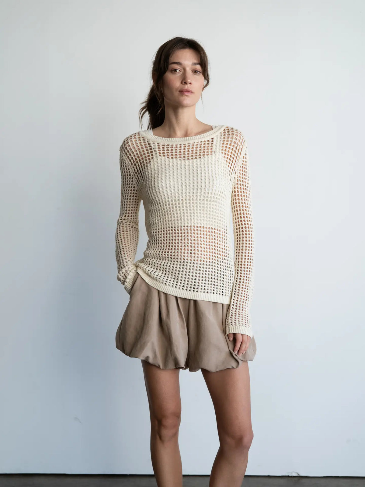 Open-Knit Crochet Sweater Top