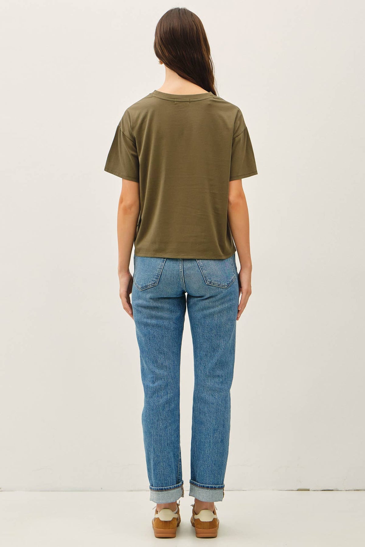 COTTON JERSEY OVERSIZED CROP T-SHIRTS