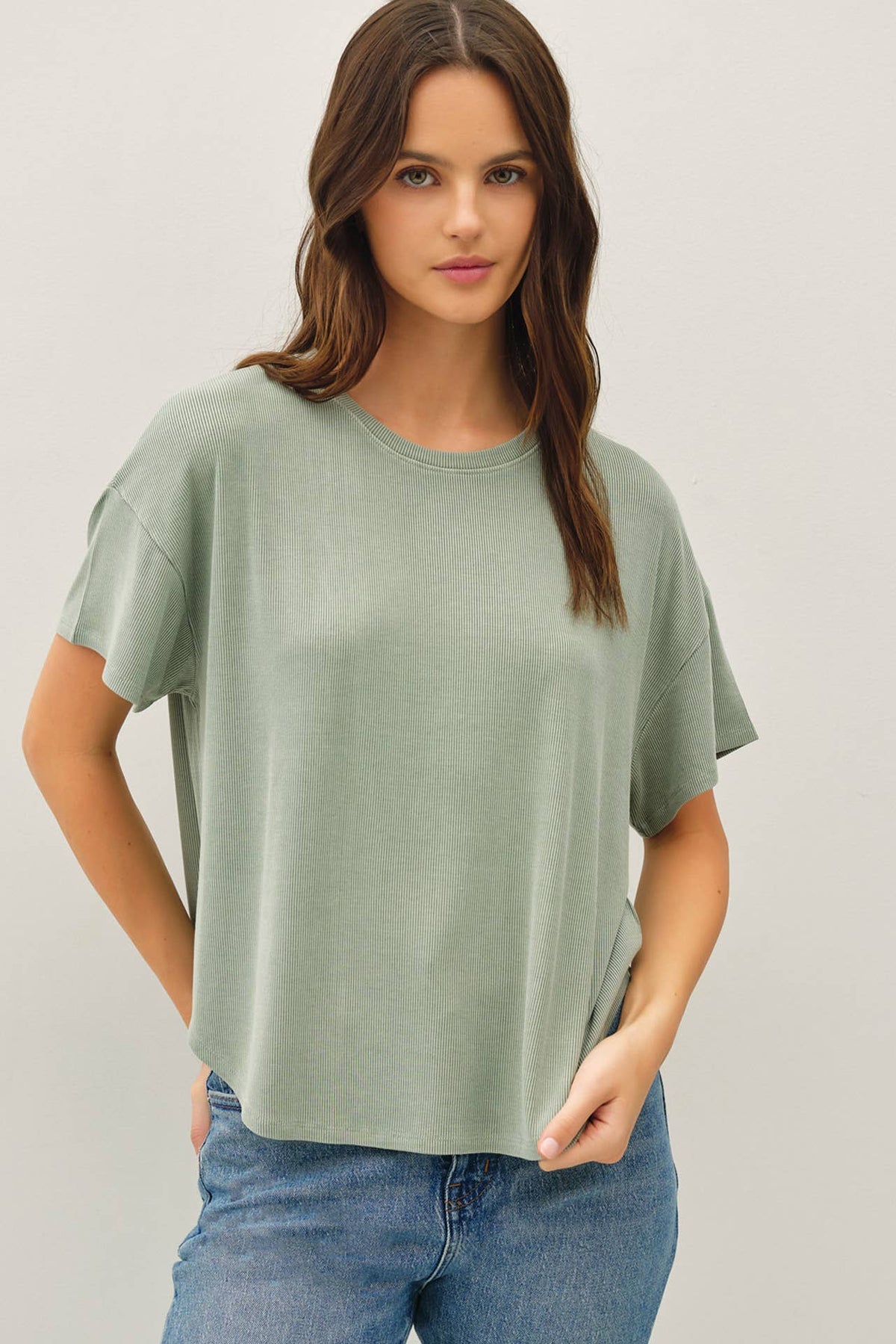 GARMENT DYE RIBBED BOXY FIT T-SHIRT