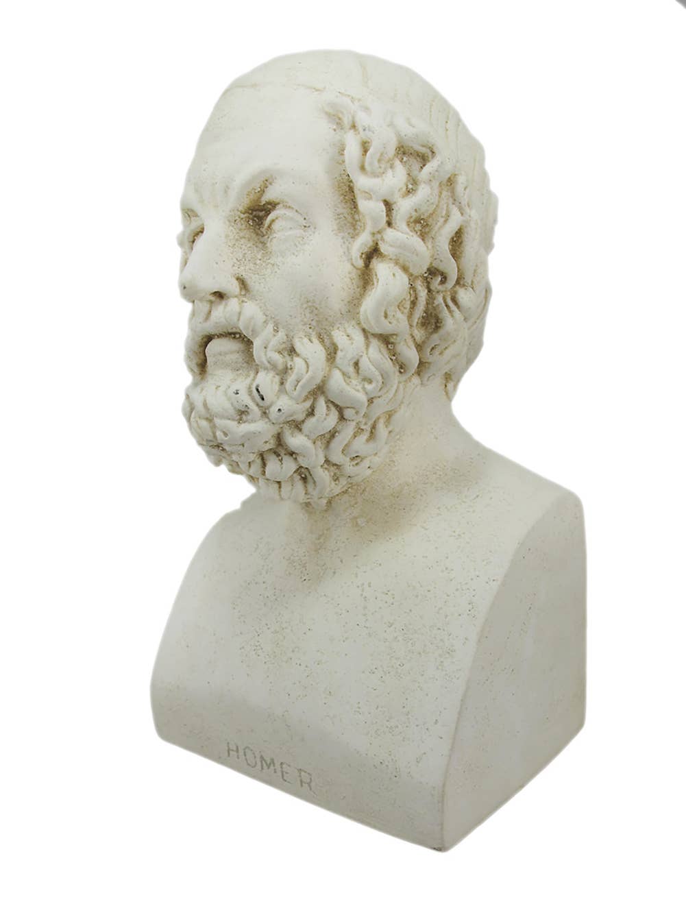 Aristotle and Homer Bust Antique White Plaster Bookends
