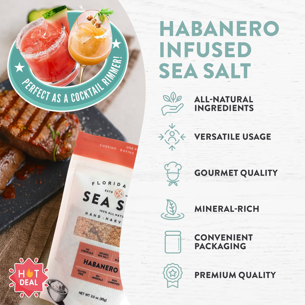Habanero Sea Salt Pouch (Flaked Sea Salt)- 3oz.