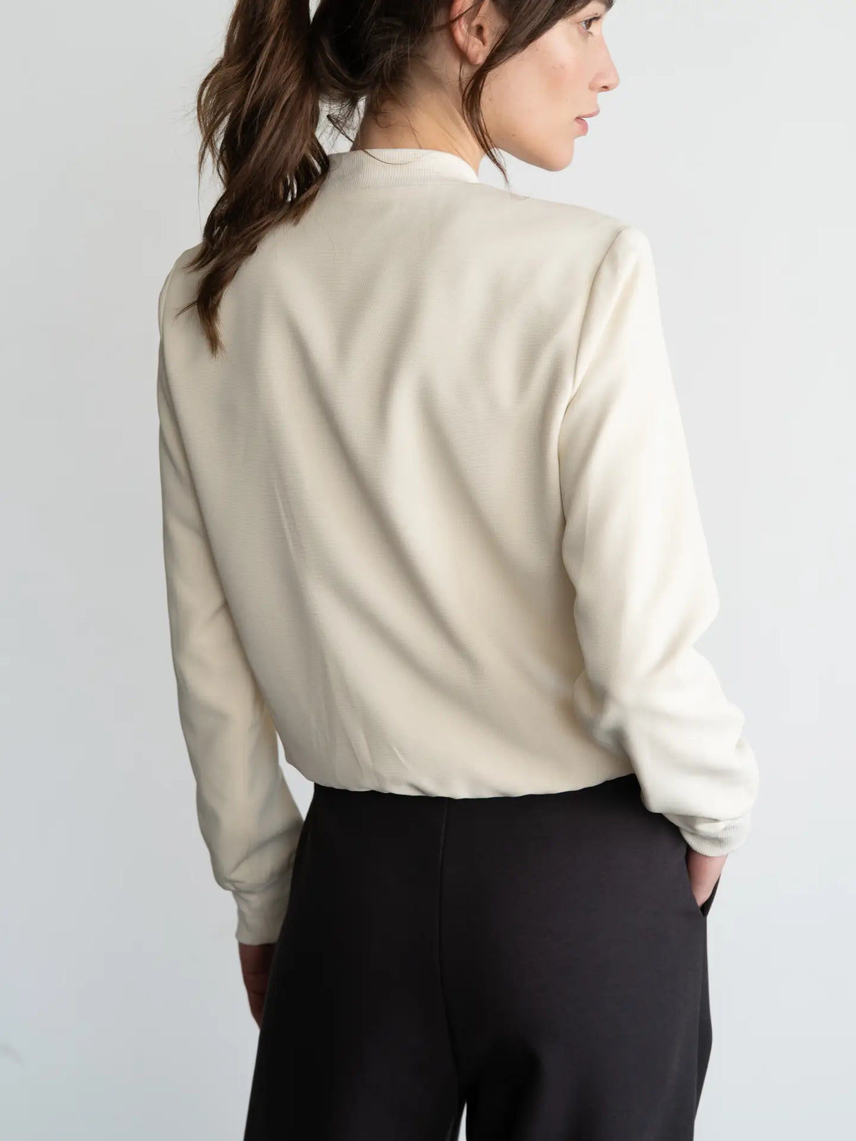 Minimal Buttery-Textured Blouson Jacket