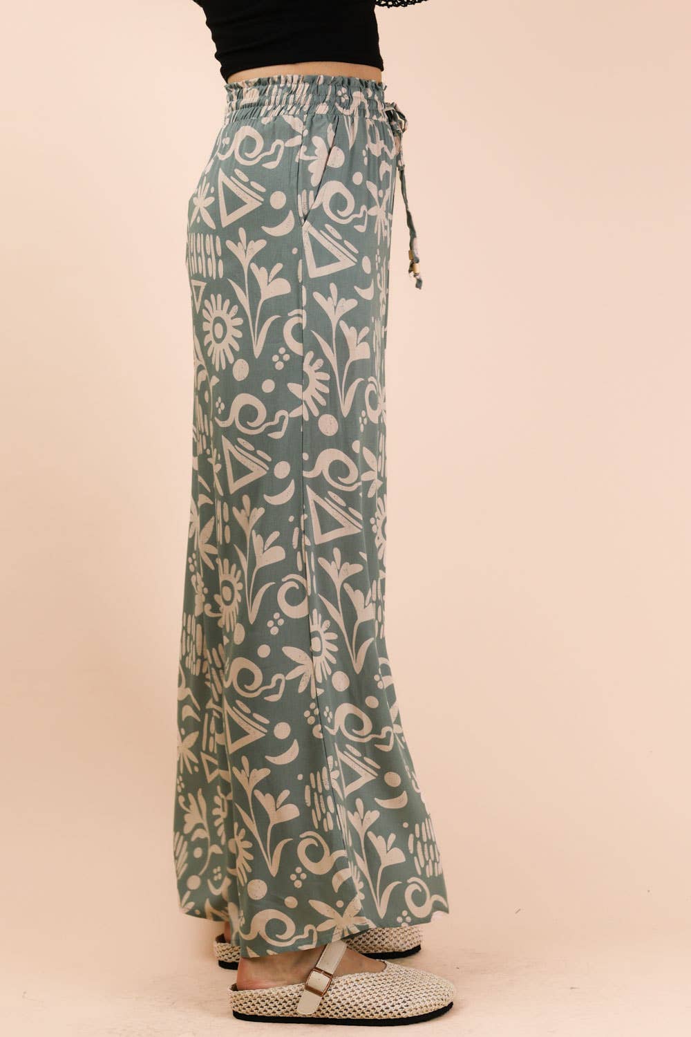 NP70715 - Printed Wide Leg Long Pants