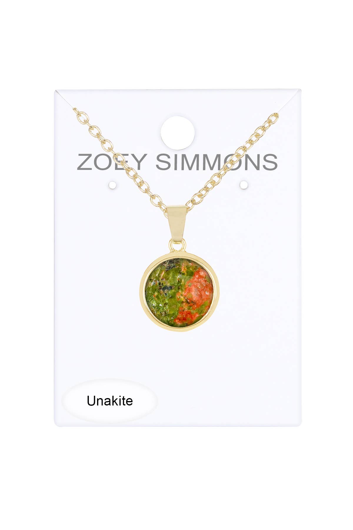 Unakite Round Pendant Necklace - GF