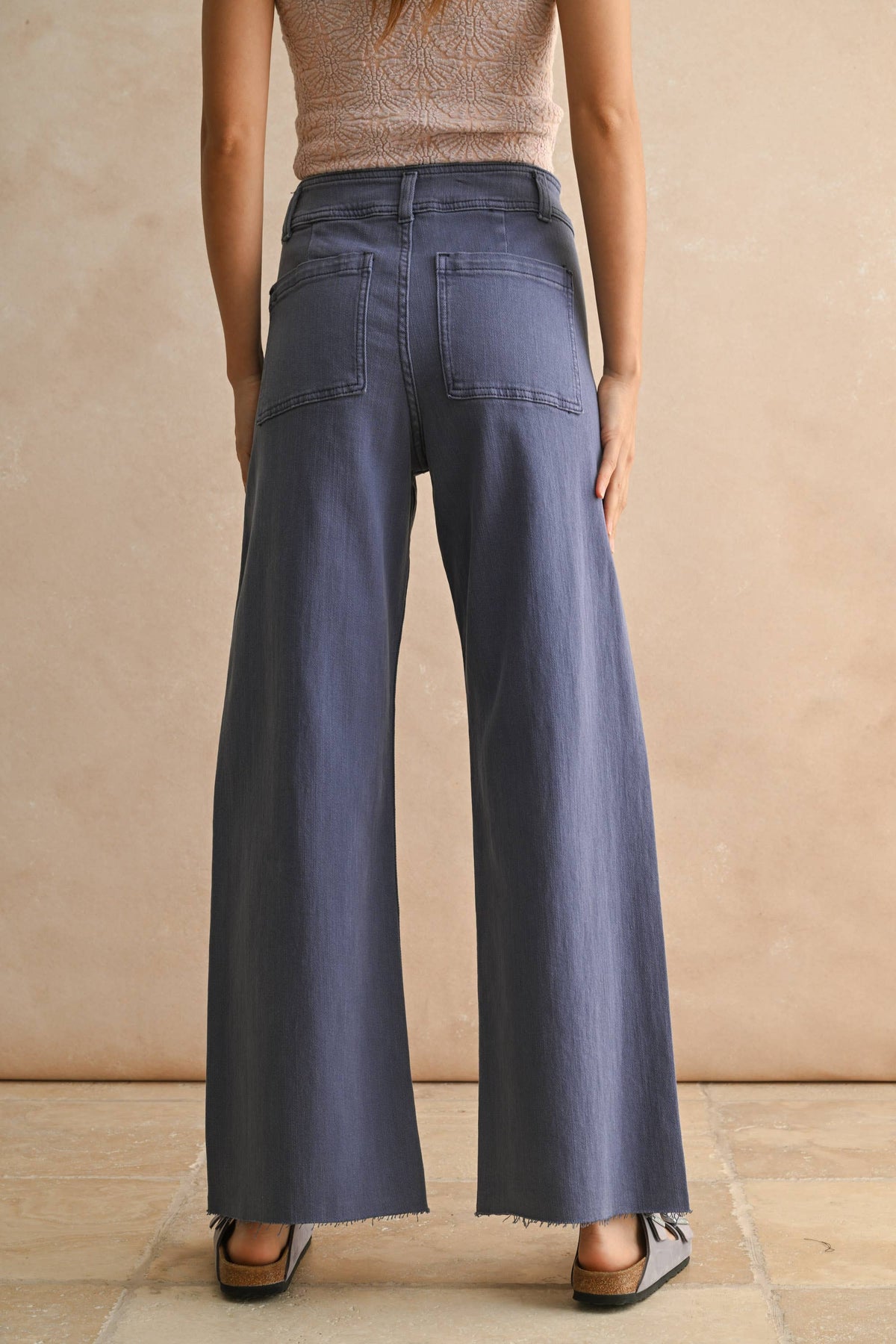 STRAIGHT WIDE LEG DENIM PANTS