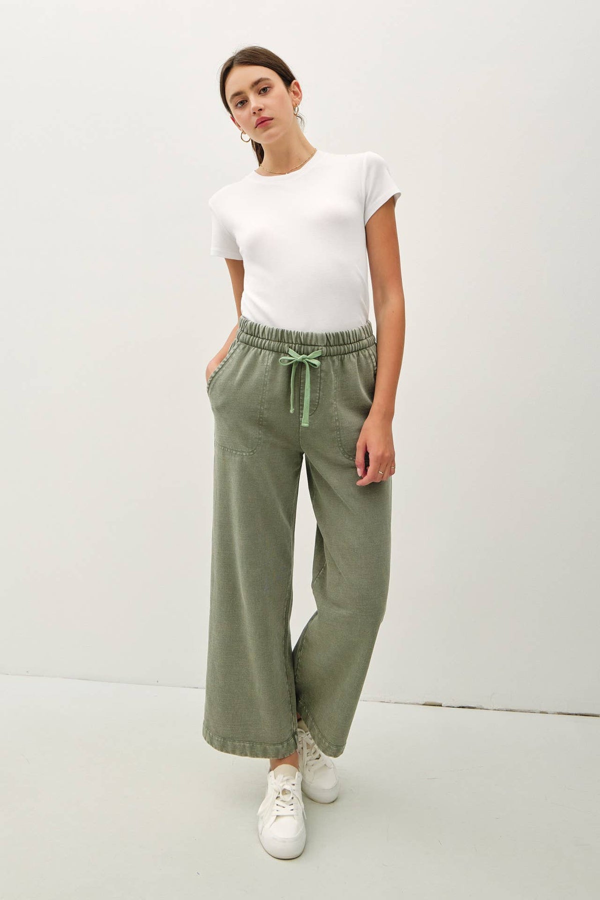 ACID WASH COTTON DRAWSTRING SWEATPANTS