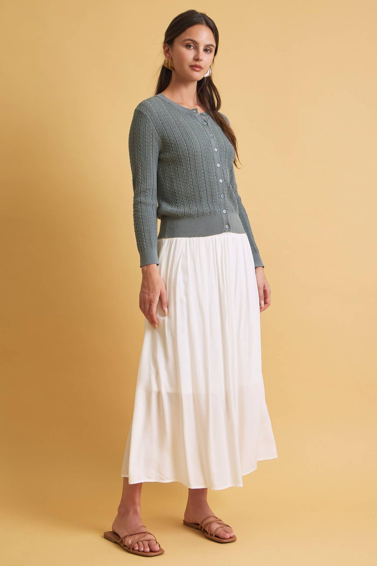 SMOCKED WAIST CIRCLE FULL SKIRT