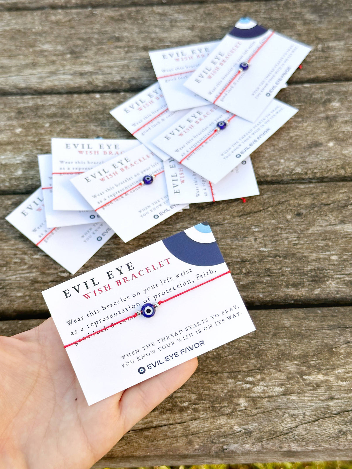 Evil eye wish bracelet with red cord from Evileyefavor