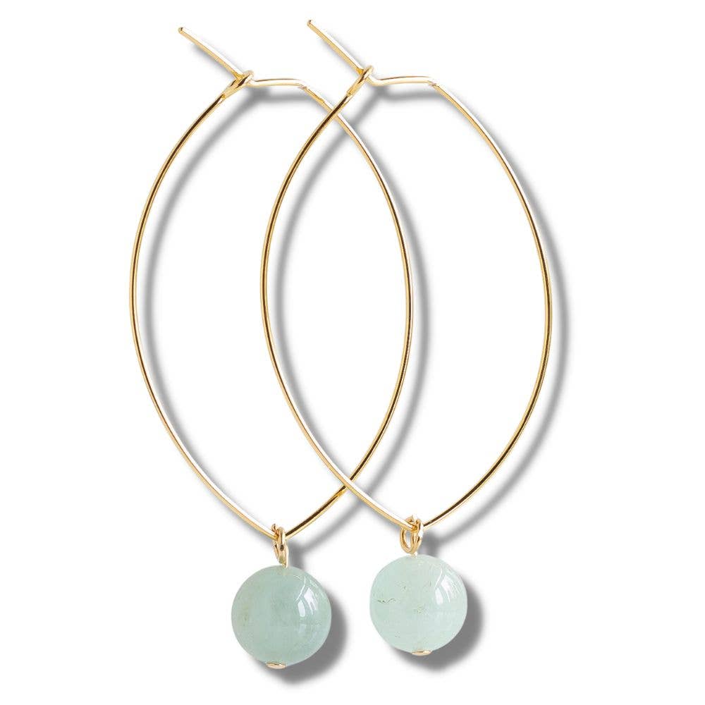 Drop Earrings-Amazonite, Lightweight Hoop, Crystals & Stones