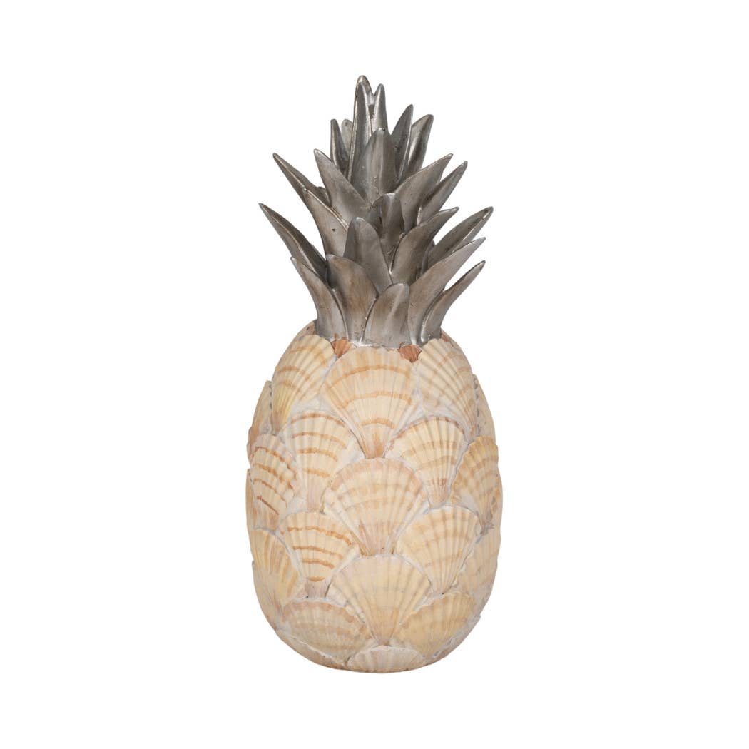 Polyresin Seashell Pineapple Decor Sculpture - Multi, 12 in.