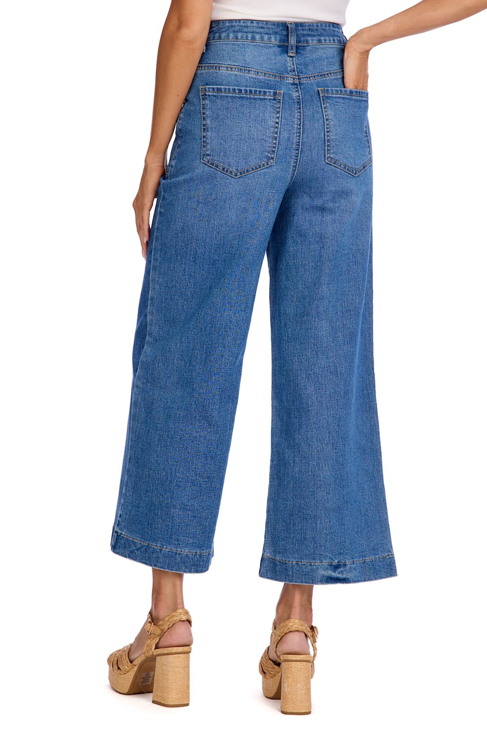Fritz Cropped Wide Leg Blue Jeans