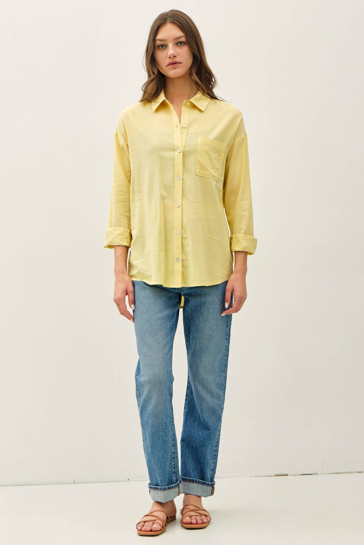 COTTON BLEND LIGHTWEIGHT OVERSIZED CLASSIC SHIRT