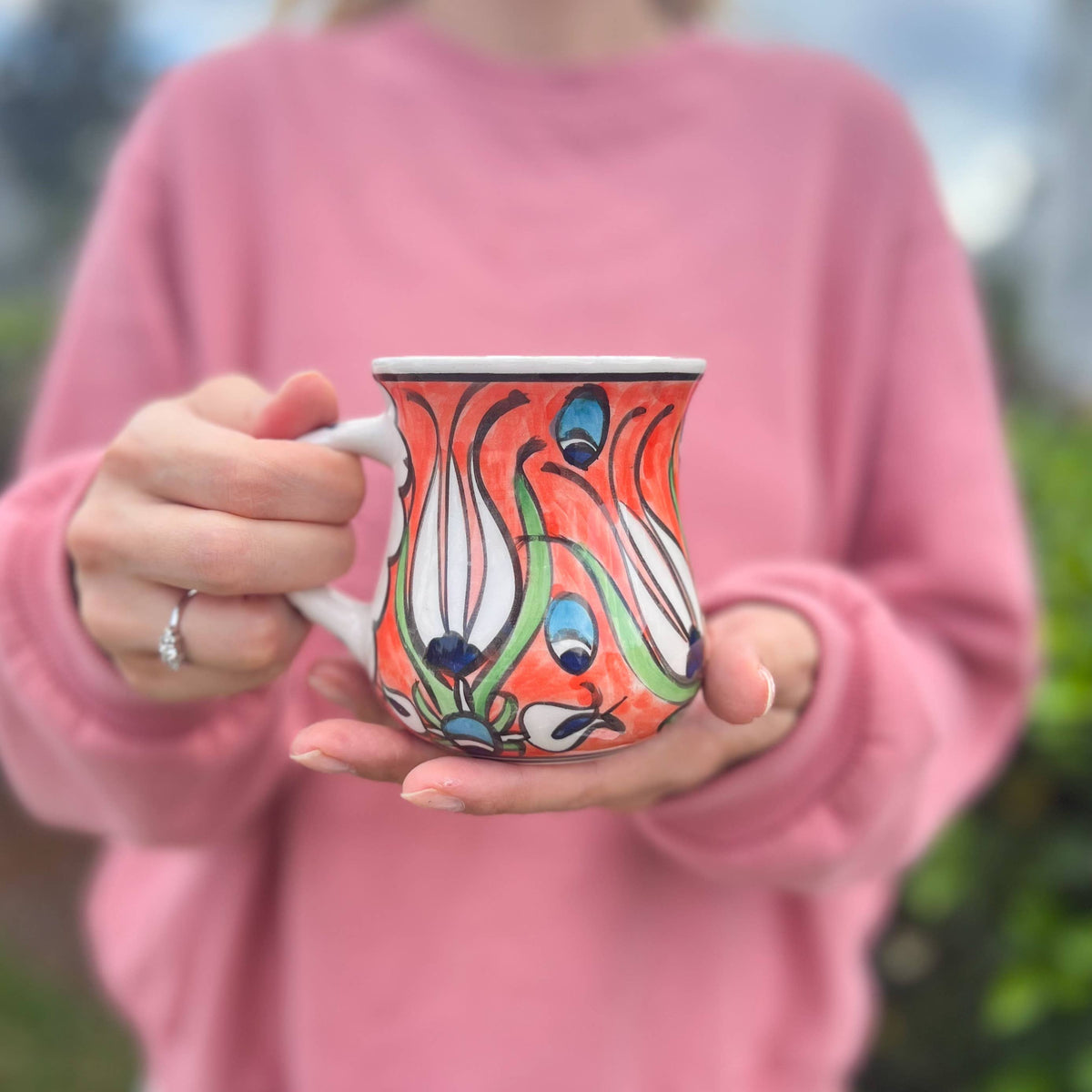 Hand Painted Ceramic Mugs, Coffee Mugs, Floral Handmade Mug