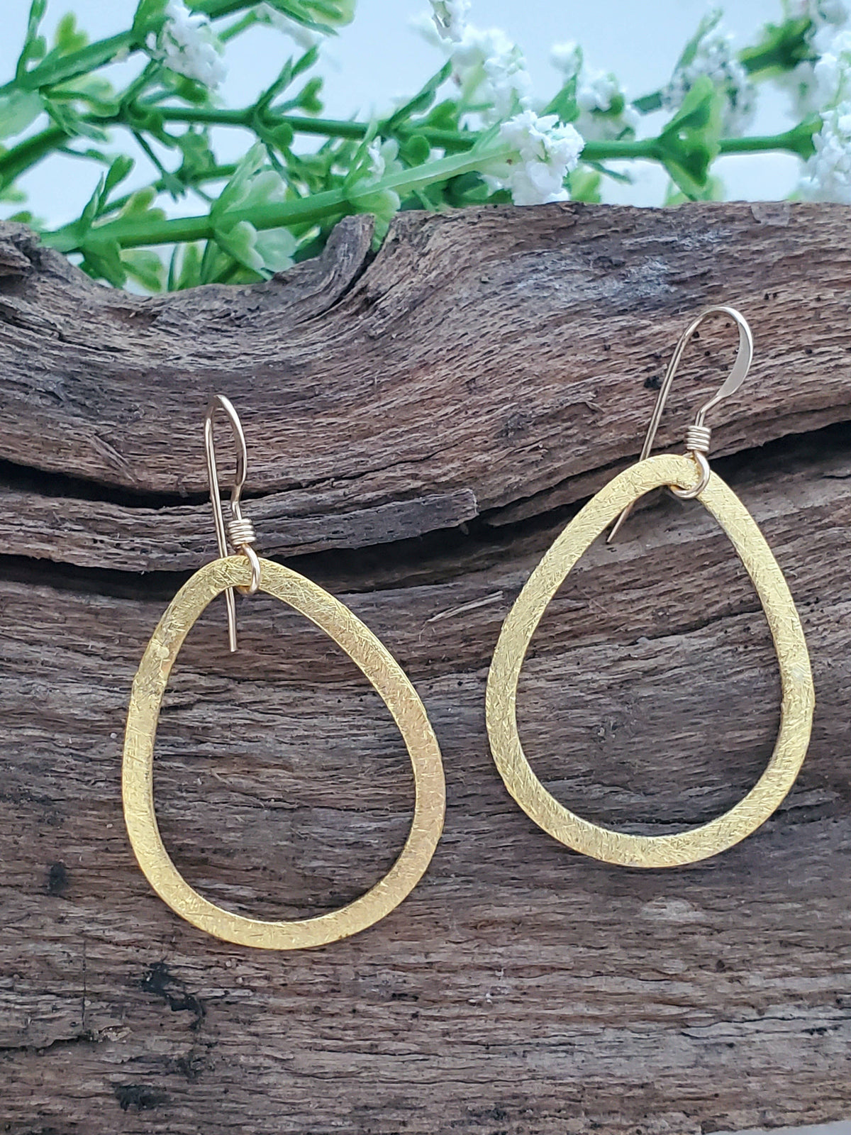 Gold Vermeil Brushed Teardrop Earrings