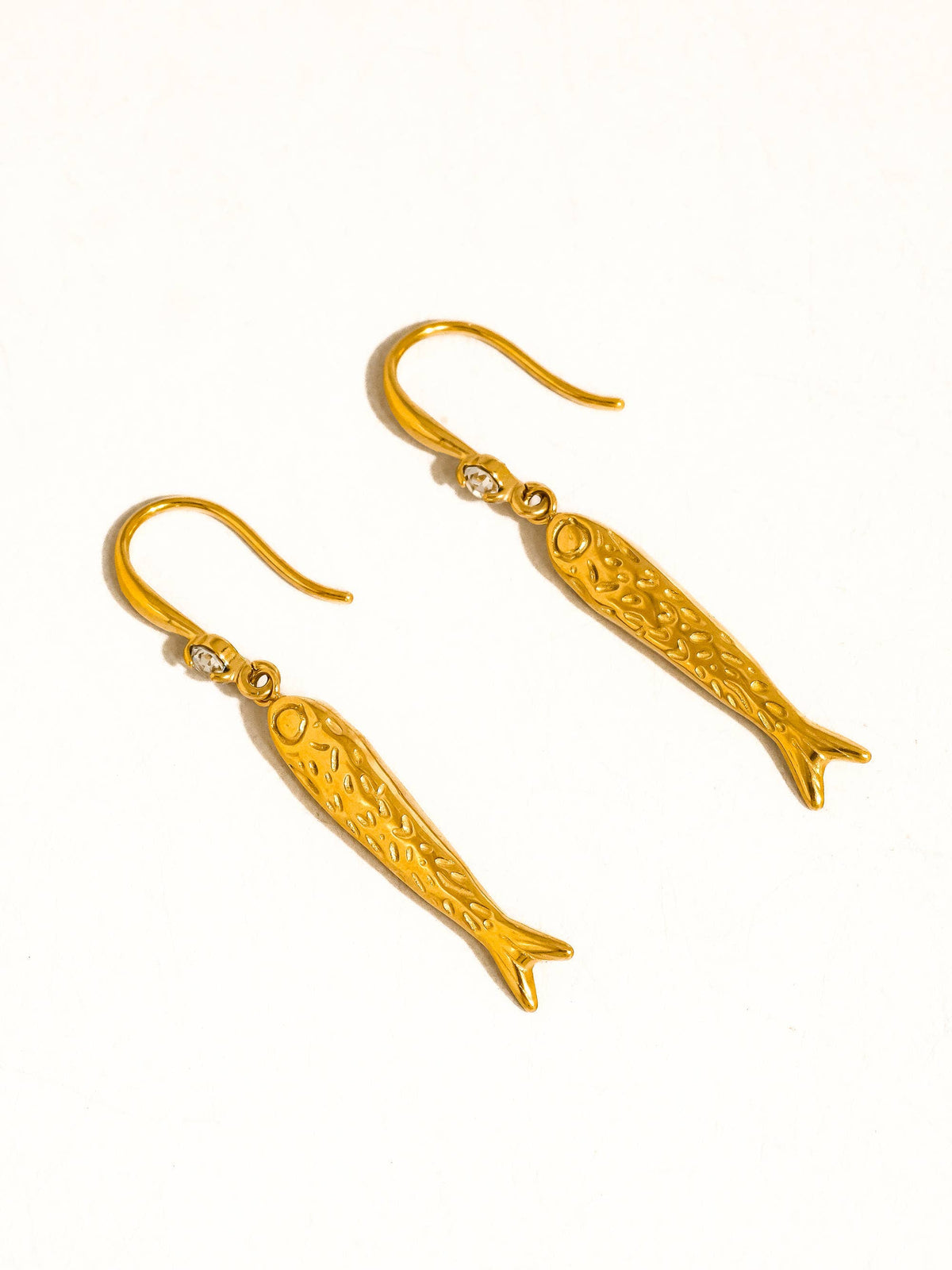 Calypsa 18K Gold Non-Tarnish Fish Charm Drop Earrings