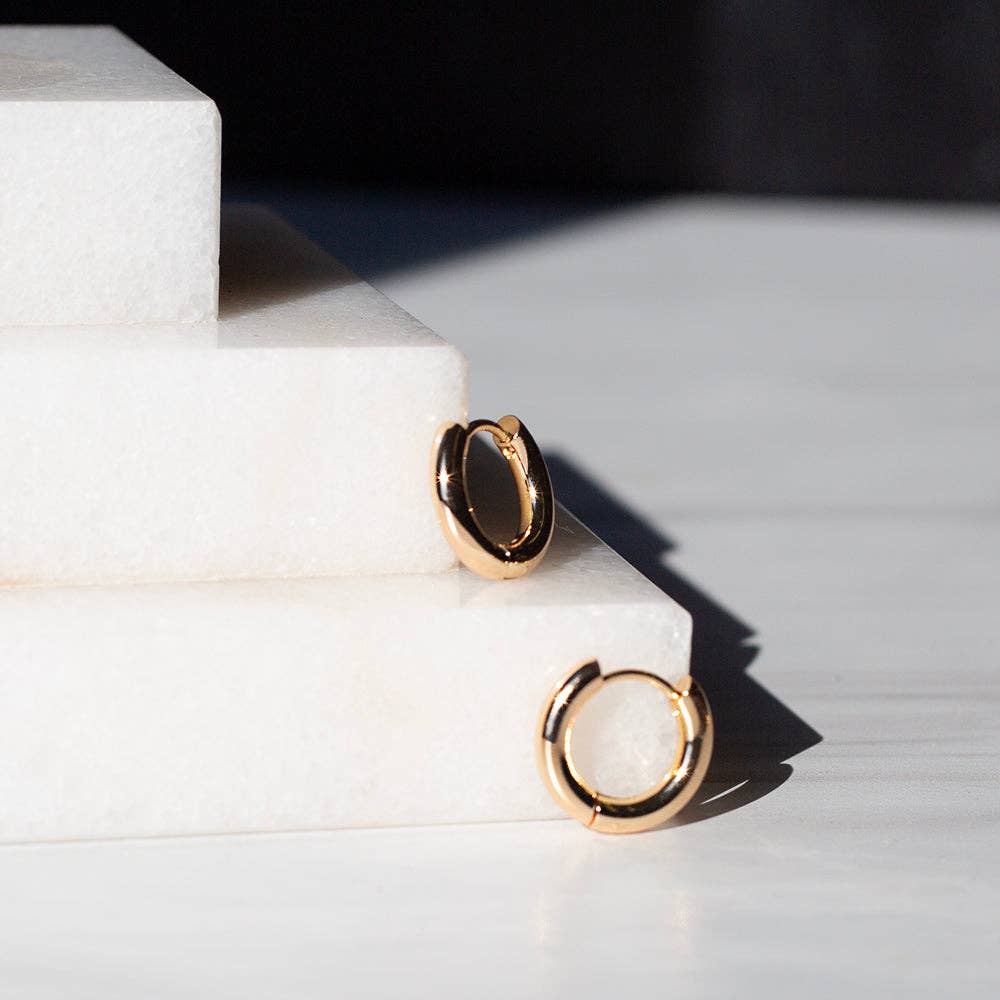 Gilded Gold Earrings-Hoop Huggies | Hoop Earrings for Women