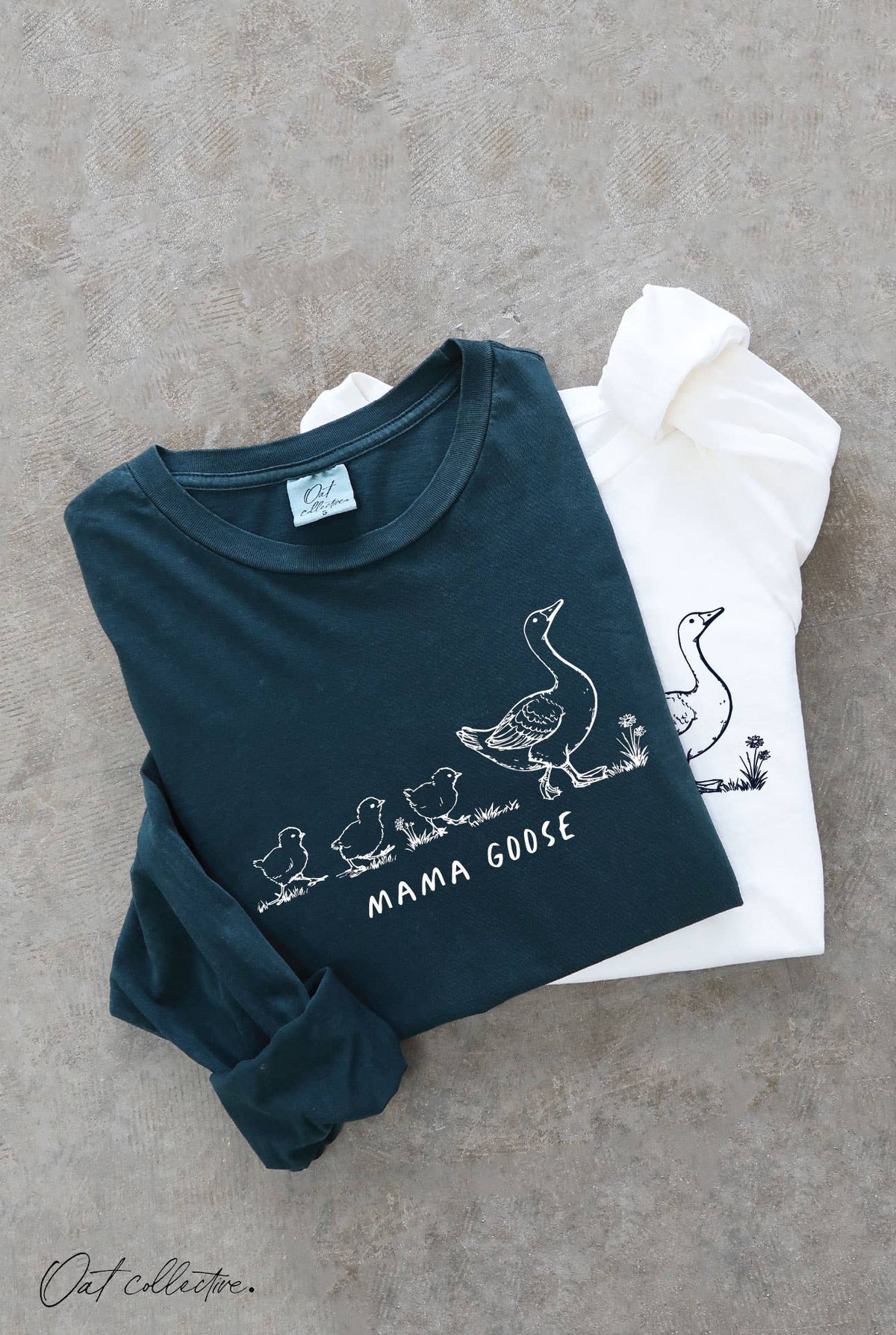 MAMA GOOSE Mineral Washed  Graphic Tee Long Sleeve.