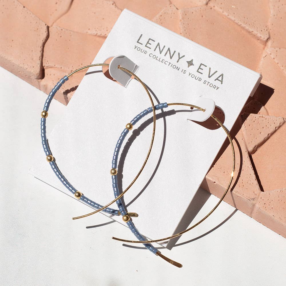 Confetti Beaded Earrings-Cornflower, Minimalist, Threader