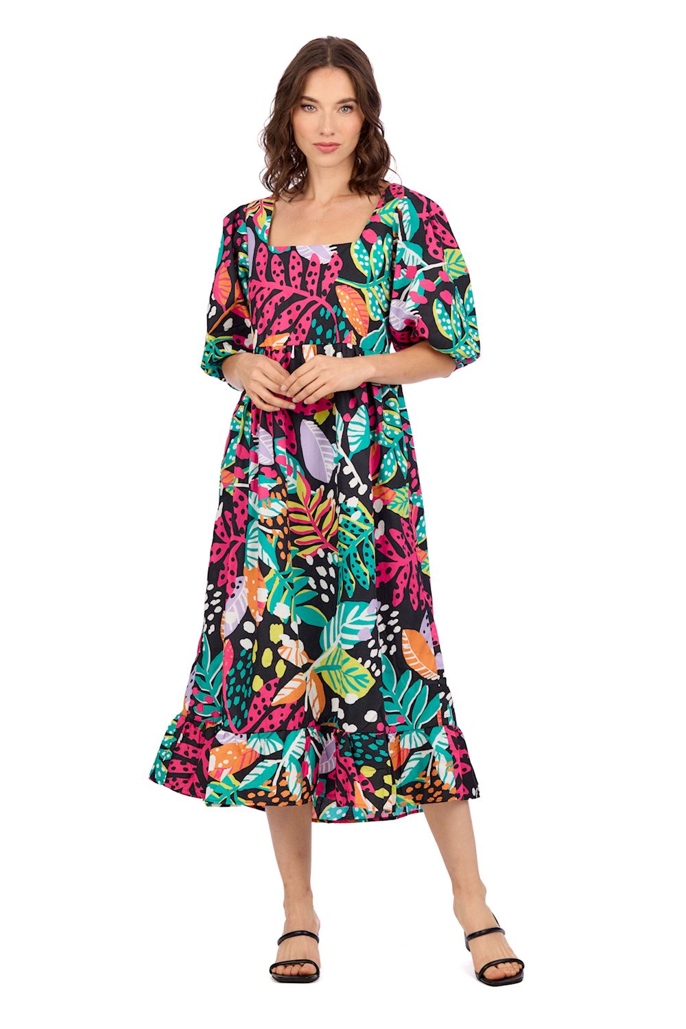 Mudpie Gentry Printed Midi Dress Black