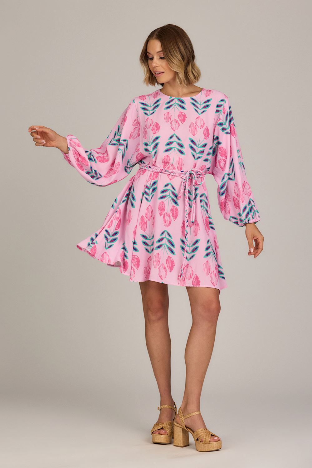 Mudpie Dutton Flounce Dress-Pink