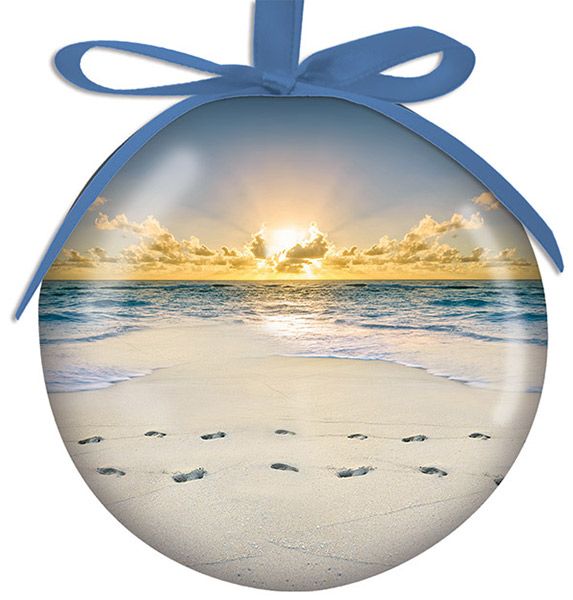 Walk With Me Beach Scene Ball Ornament