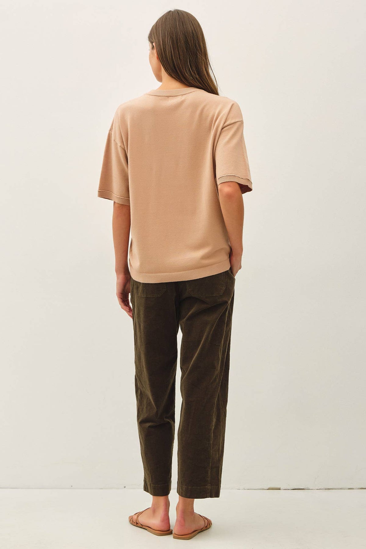 BOXY FIT HALF SLEEVE CREWNECK SWEATER