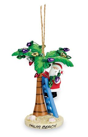 Santa Decorating Palm Tree Ornament