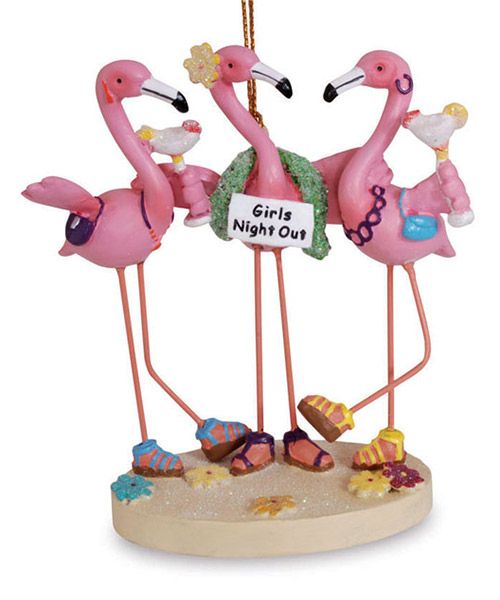 "Girls Night Out" Partying Flamingo Ornament