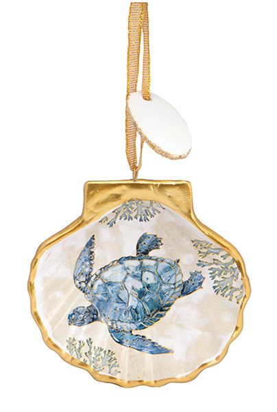Scallop Playa Turtle Resin Ornament