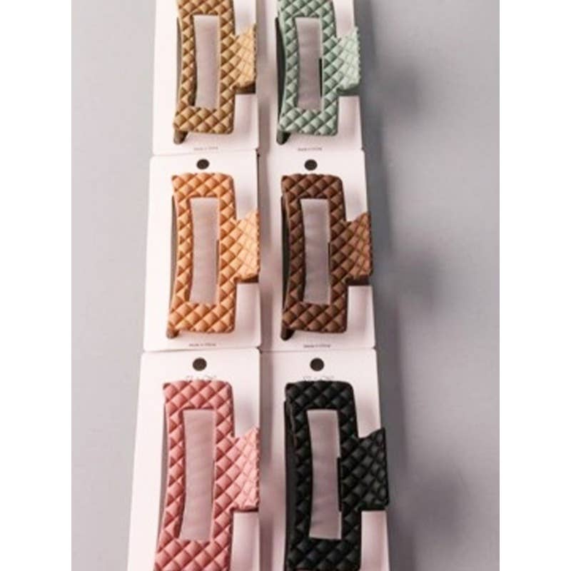 Matte Embossed Cut Out Rectangle Hair Clips