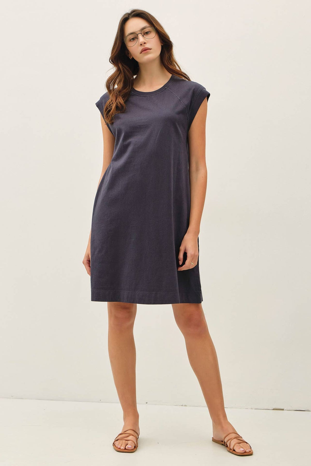 CASUAL CAPPED SLEEVE JERSEY DRESS