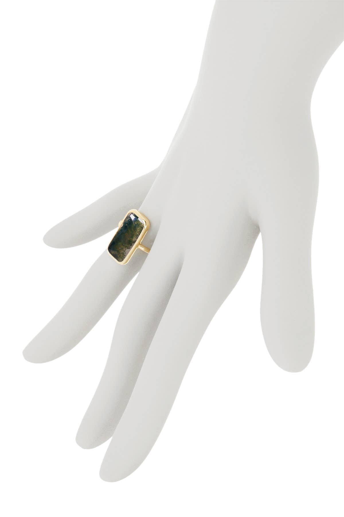 Moss Agate Rectangle Ring - GF