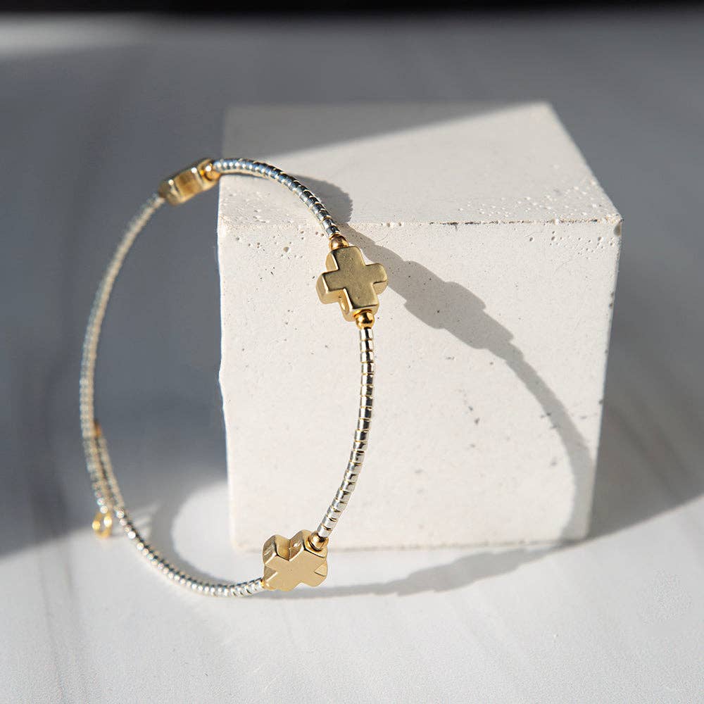 Faithful Cross Bangle-Silver, Cross Bracelet | Christian