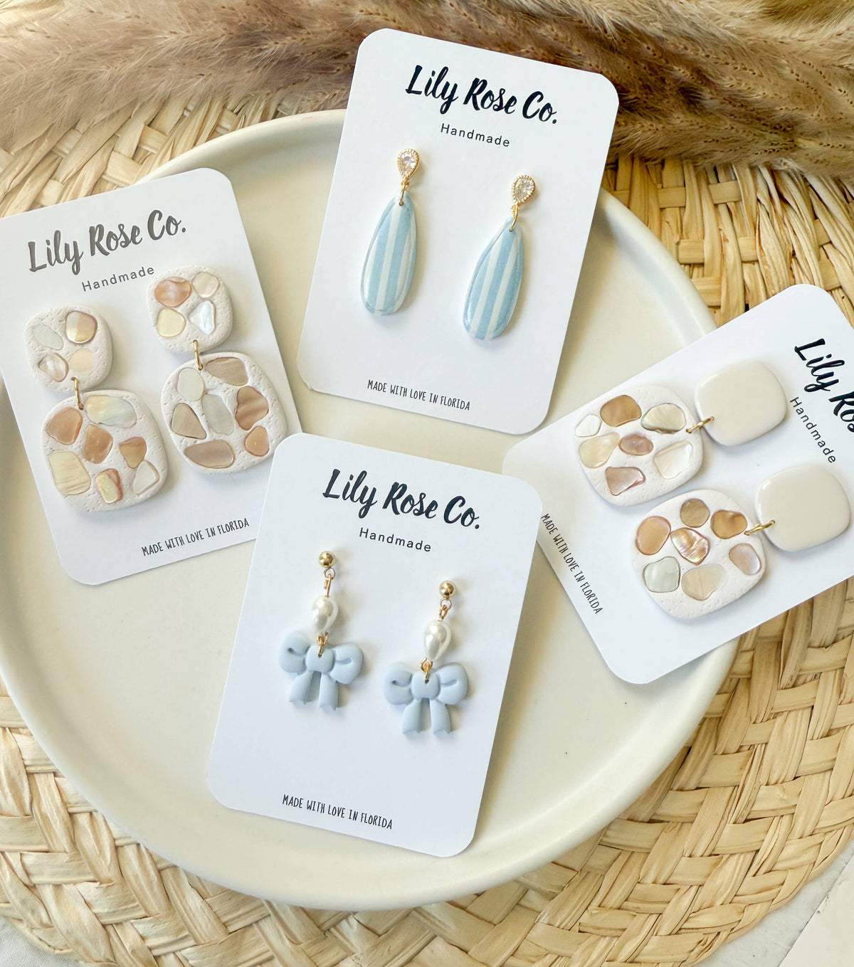 Blue Striped Earrings/ Clay earrings / Women’s Earrings