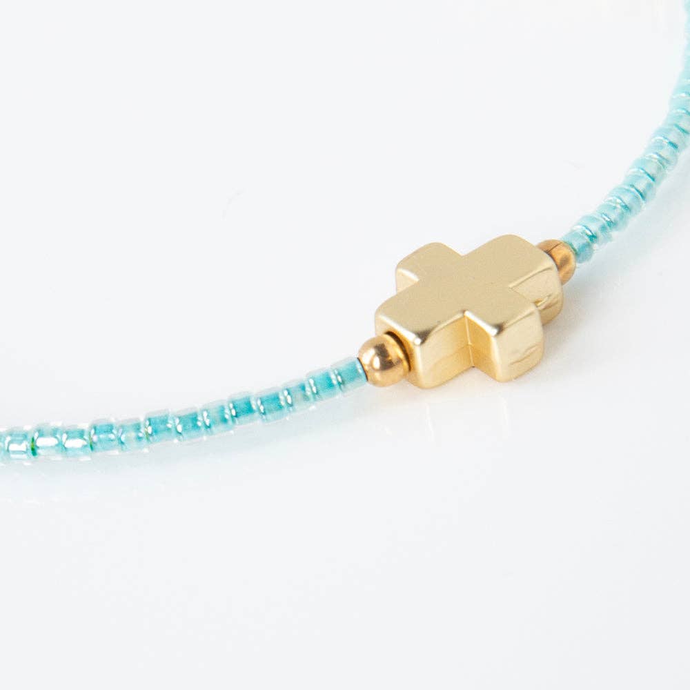 Faithful Cross Bangle-Turquoise | Christian