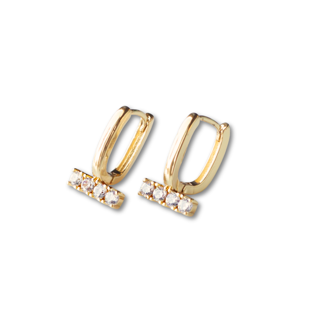 Gold Rhinestone Bar Earrings
