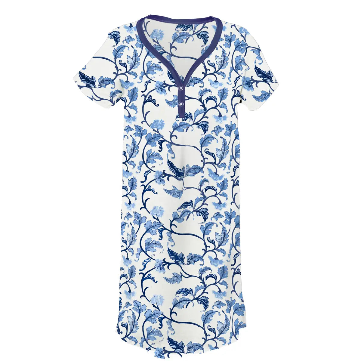 Blu Acanthus Leaf Henley Night Dress