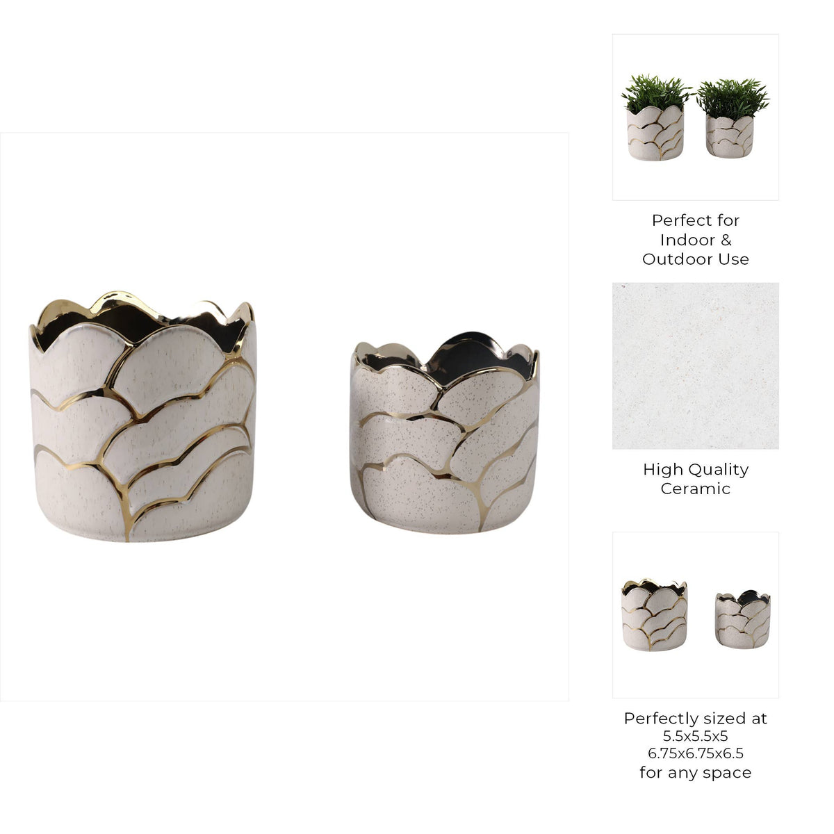 Ivory/Gold Resin Cloud Planter