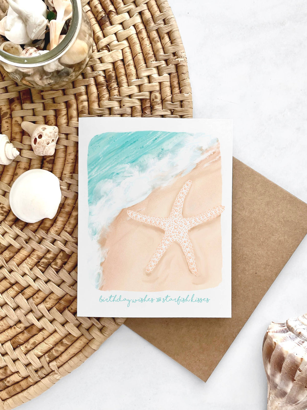 Starfish Birthday Card, Beach Birthday Card,