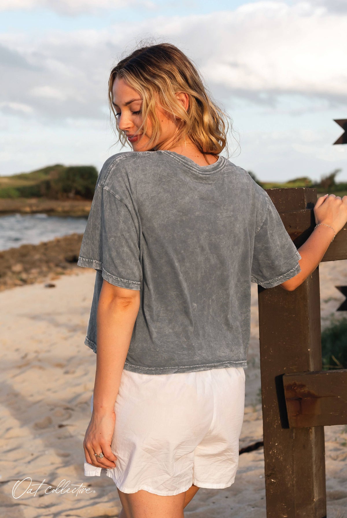 TOUGH AS A MOTHER Cropped Mineral Graphic Top