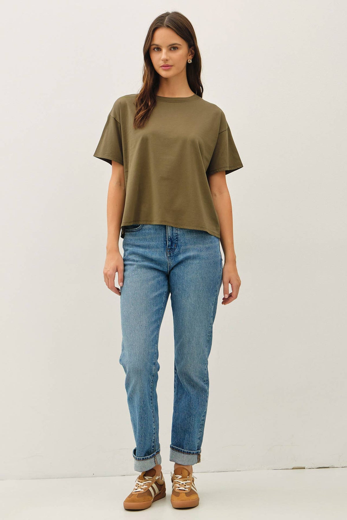COTTON JERSEY OVERSIZED CROP T-SHIRTS